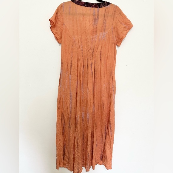 SOFT SURROUNDINGS Size PL Sunset Bali Batik Tie Dye Button Front Maxi Dress - Picture 4 of 5